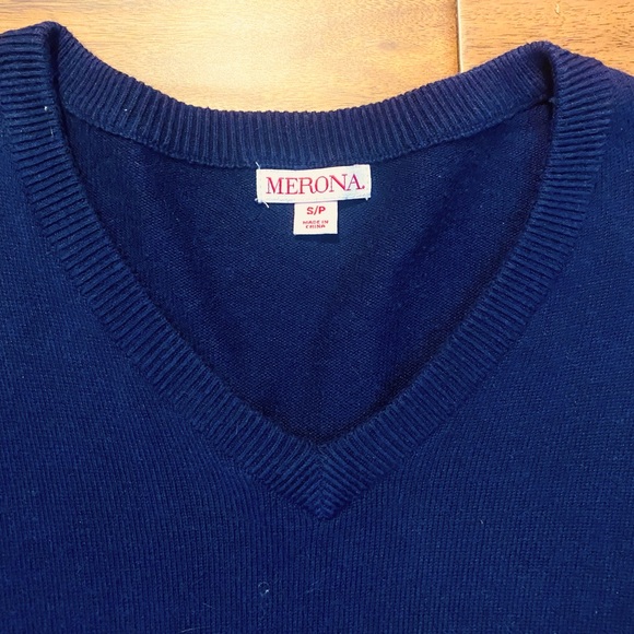 Vintage Navy V-Neck Sweater - Picture 2 of 4